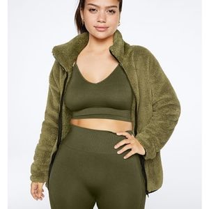 VS PINK OLIVE TEDDY FULL-ZIP NWT SZ XL